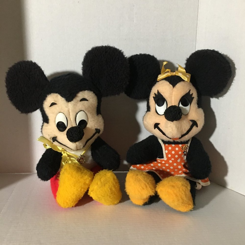 Rare Vintage 1960's Walt Disney Mickey and Minnie Mouse Plush